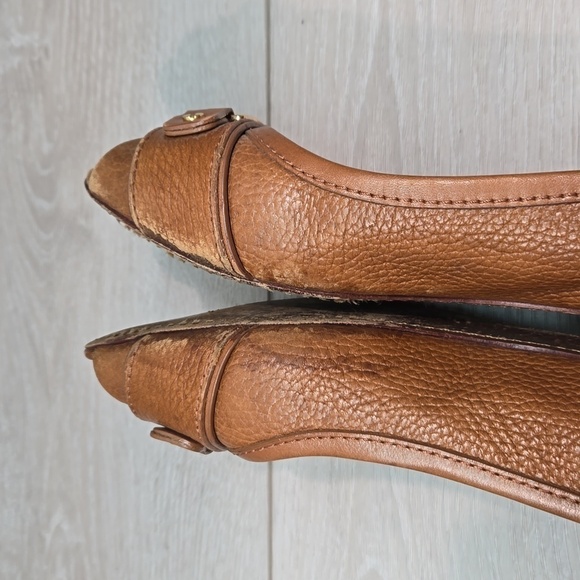 Tory Burch Womens Clines Logo Open Toe Flats Loafer Slip on shoes sz 10M - Picture 10 of 16